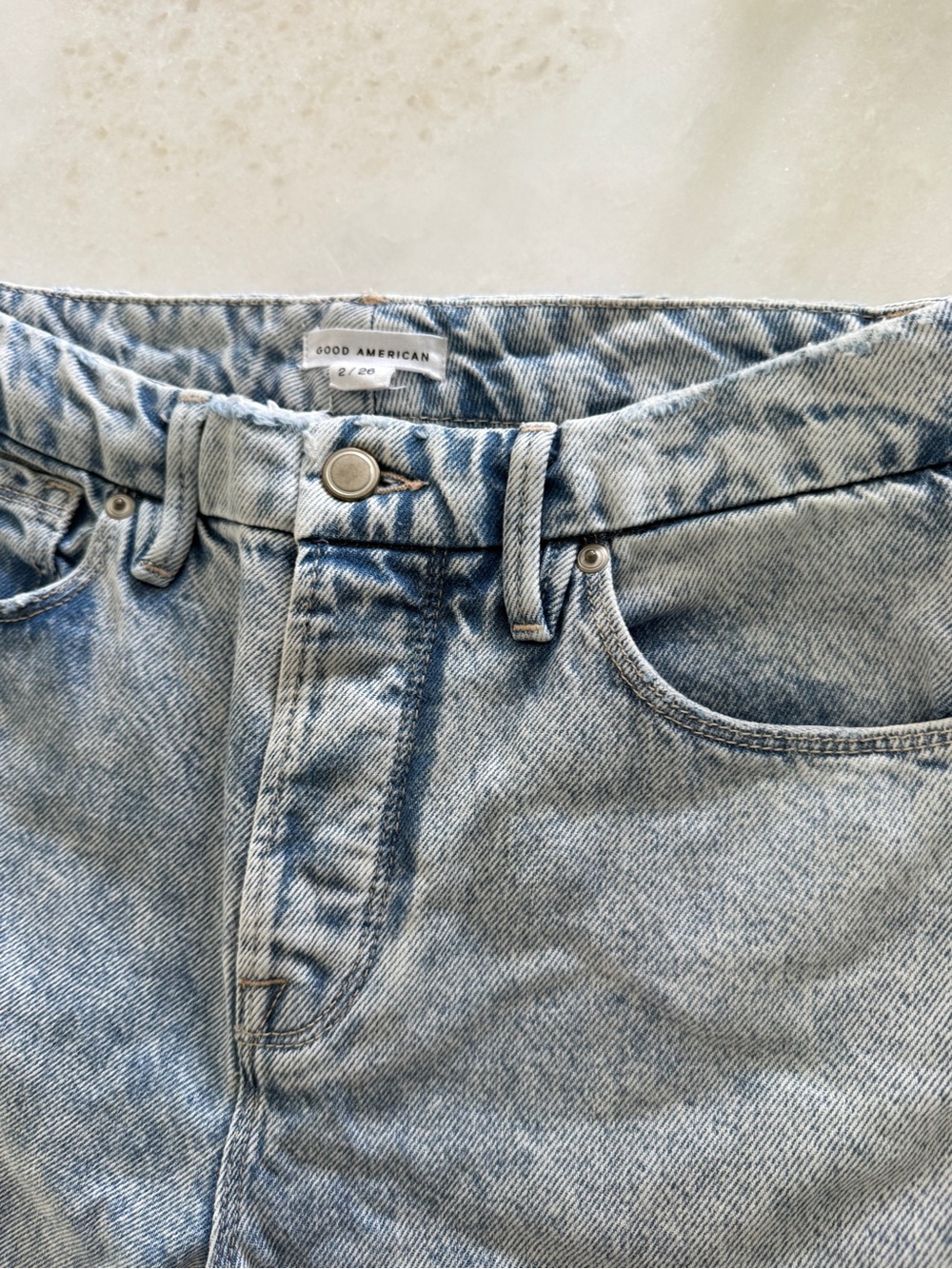 Good American Washed Light Blue High-Rise Jeans
